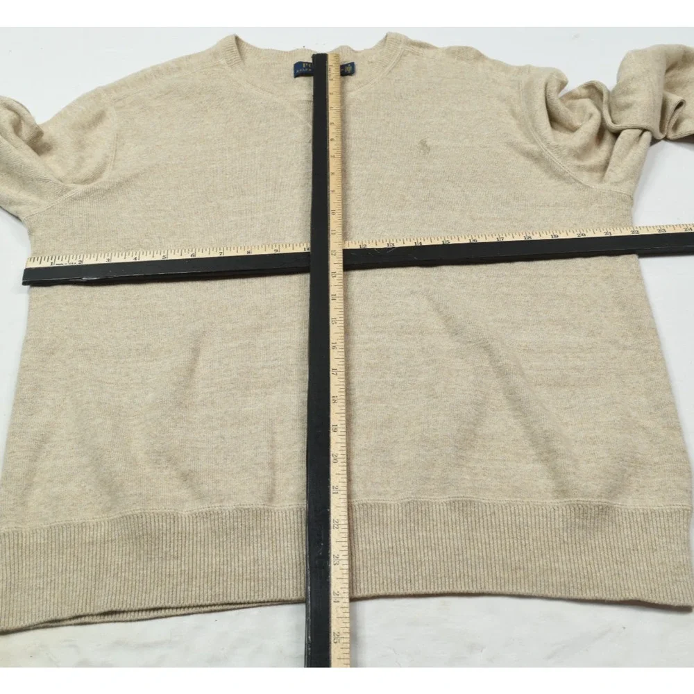 Polo Ralph Lauren Sweatshirt Mens Medium Beige Long Sleeve Crew Neck Pullover